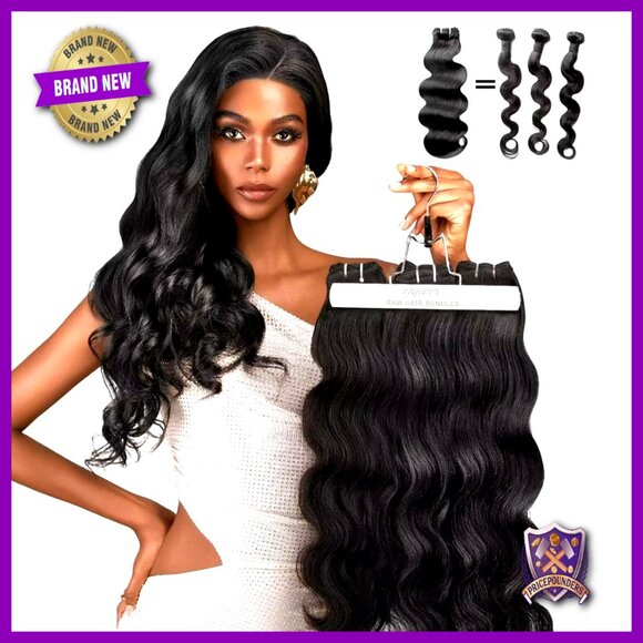 100% Raw Cambodian Hair Extensions, Body Wave, 3 Bundles, 16-20 Inches main image 6